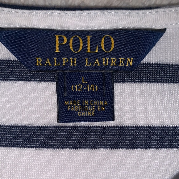 POLO Ralph Lauren Navy and White Striped Dress 12-14 EUC - Picture 10 of 13